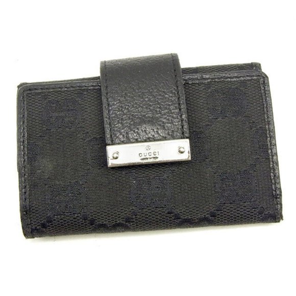Gucci Key holder Key case GG Black Silver Woman unisex Authentic Used Y7402 - Picture 1 of 6